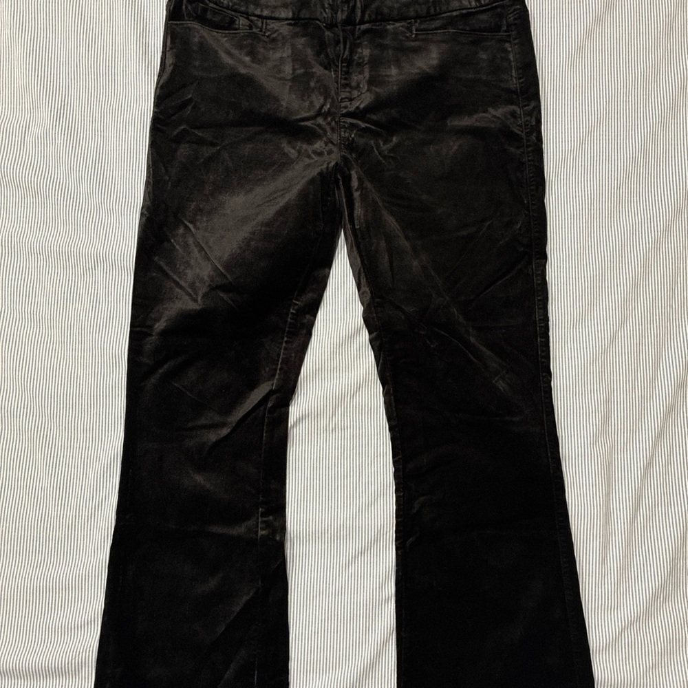Paige Pants Womens Size 32 Claudine Flared Velvet Black Cherry Mid Rise Pockets